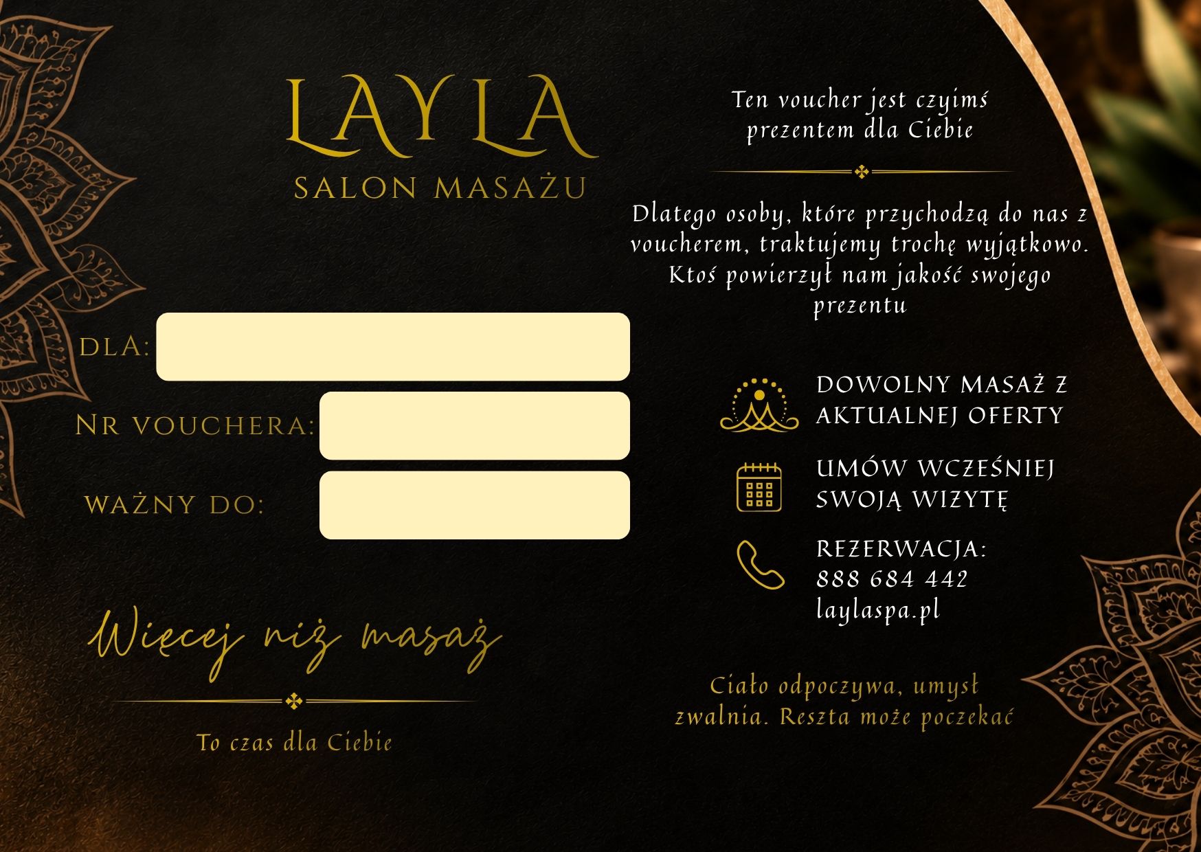 Voucher na prezent – dowolny masaż w Layla - obrazek 2